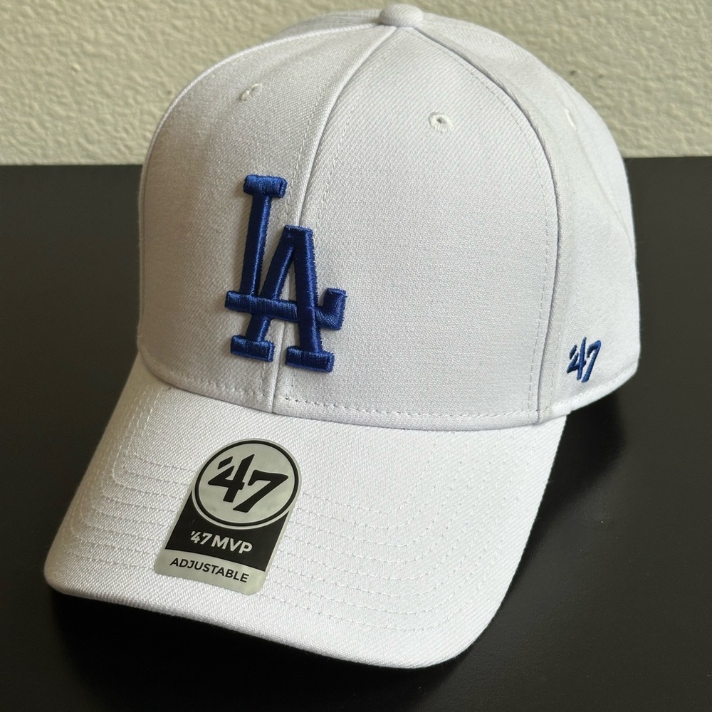 47 Brand LA Dodgers White Cap with Blue Logo Hat